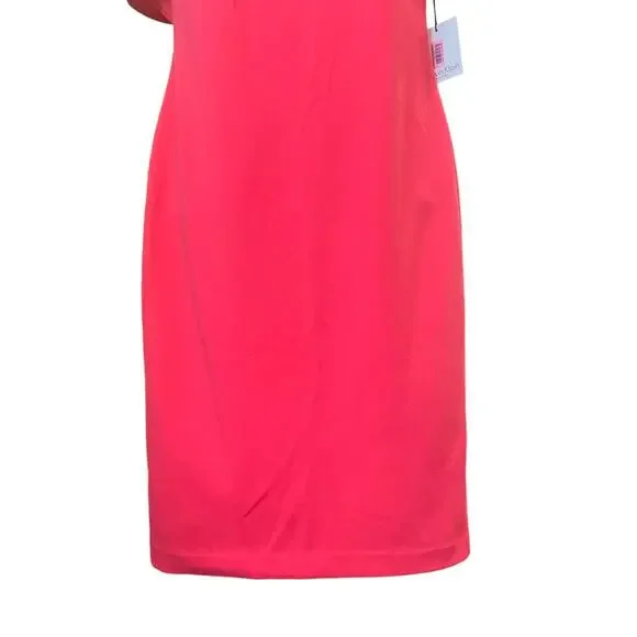 Calvin Klein Women's Rose Pink Cold Shoulder Knee Length Dress Back Zip SZ 4 NWT - Picture 6 of 11